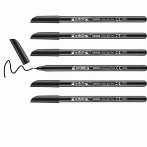 edding 1200 flomaster fini crni, okrugli vrh 1 mm, za crtanje i pisanje, mandale, školska uporaba, set od 8 komada