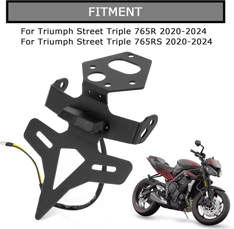 PSLER Rendszámtábla Tartó Street Triple 765R 765RS Motorokhoz 2020-2024, Fekete Acél Hátsó Sárvédő Keret, Motorkerékpár Kiegészítő