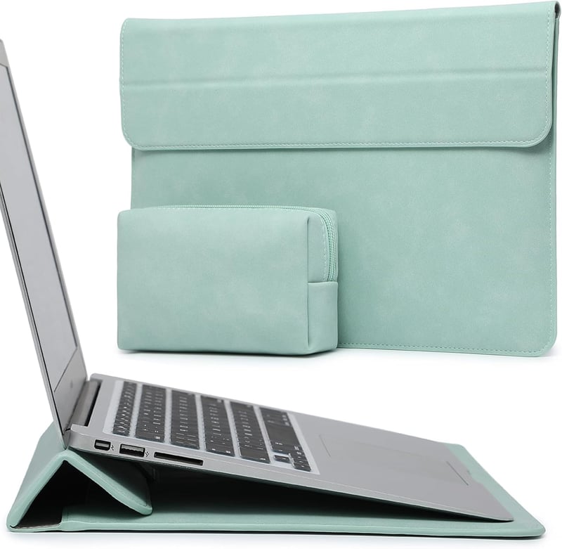 Geantă pentru laptop HYZUO de 13 inchi cu suport, compatibilă cu MacBook Air M2 M1 Pro, verde mentă