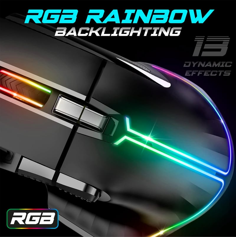 SPIRIT OF GAMER PRO M5 RGB Gamer Egér 12800 DPI, 8 Programozható Gomb, Gyorstüzelés Funkcióval, 13 RGB Háttérvilágítási Effekt, Ergonomikus 