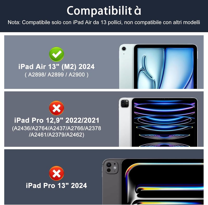 SENGBIRCH iPad Air 13" (M2, 2024) Bluetooth Billentyűzetes Tok - Levehető Mágneses Billentyűzet, Ütésálló PU Bőr Védőtok, Fekete