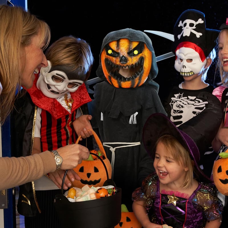 Tökfej jelmez gyerekeknek - Halloween töklámpás kosztüm maszk (L méret)
