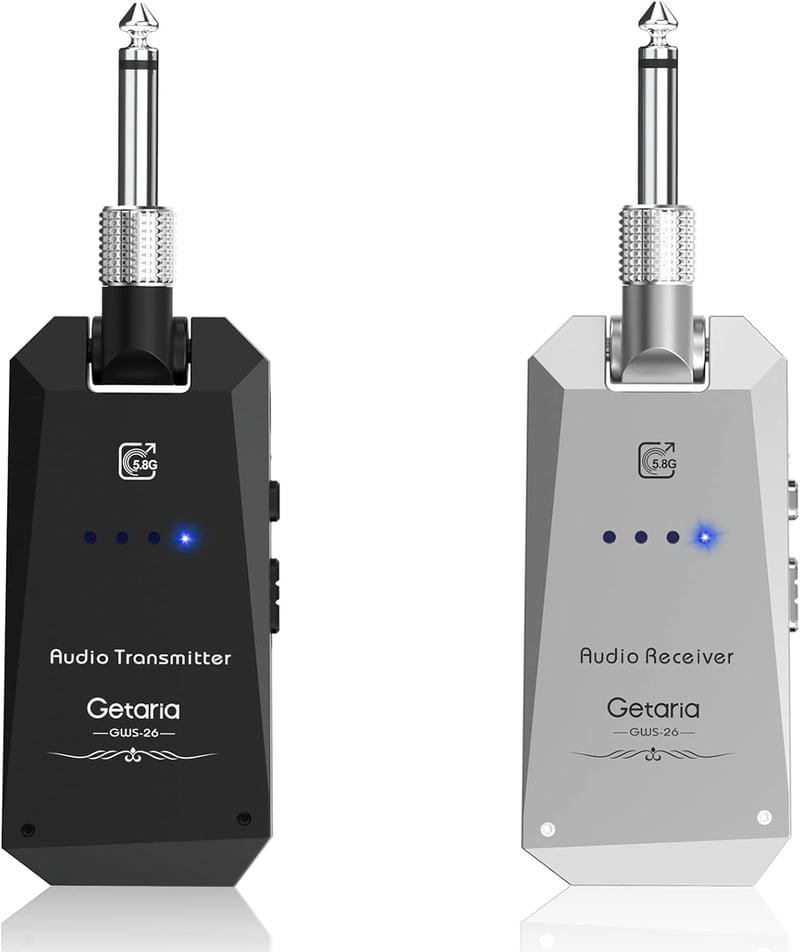 Getaria 5.8GHz-es vezeték nélküli gitár adó-vevő rendszer elektromos gitárhoz és basszushoz