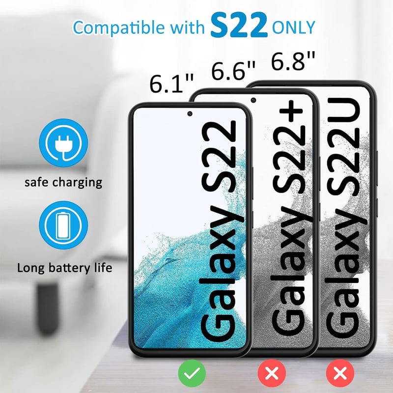 Samsung Galaxy S22 akkumulátoros tok 4800 mAh-s, állvánnyal - Gladgogo