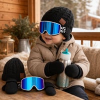 Hóölelés sífelszerelés-csomag: meleg kesztyű + kötött sapka + UV-síszemüveg + 350 ml termosz 1