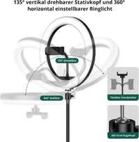 ATUMTEK 10 hüvelykes LED körfény állvánnyal és telefontartóval, Bluetooth távirányítóval, TikTok és YouTube videókhoz 3