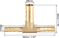 Sárgaréz T-alakú szűkítő csatlakozó, 6x8x6 mm, 2 db - Sourcing Map 3