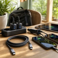 Pachet accesorii încărcare: 1x cablu 3m + 1x încărcător rapid 2 porturi + 1x încărcător auto dual 1