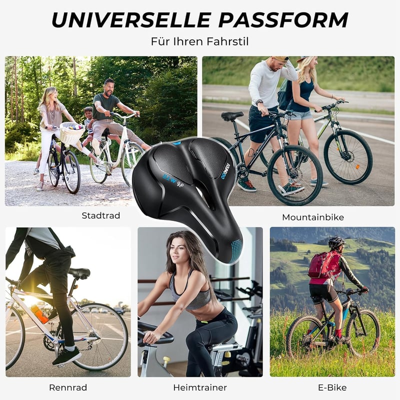 YOUNGDO Kerékpár Nyereg - Gél Üléspárna, Ergonomikus, Légáteresztő, Ütéselnyelő, Vízálló Borítással - Országúti, MTB és Városi Biciklikhez, 