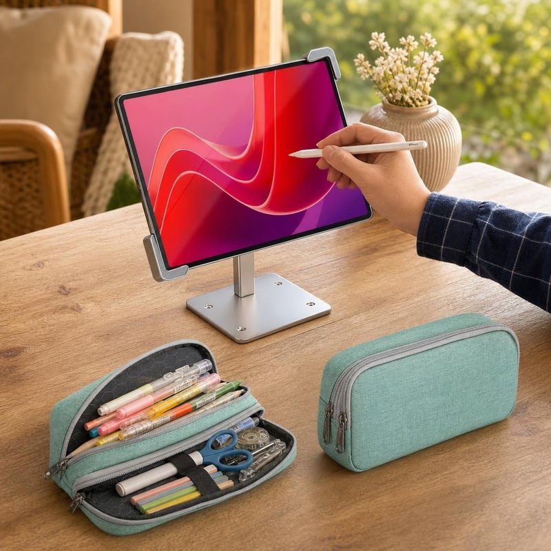 Tablet set na písanie: 2x fólia s efektom papiera + uzamykateľný stojan + multifunkčný peračník