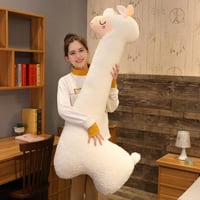 BootyBay Alpaka Plüss Játék 130 cm - Hosszú Nyakú Puha Díszpárna, Fehér Töltött Állat Figura, Gyerekszoba Dekoráció, Ölelni Való Puhaság 5