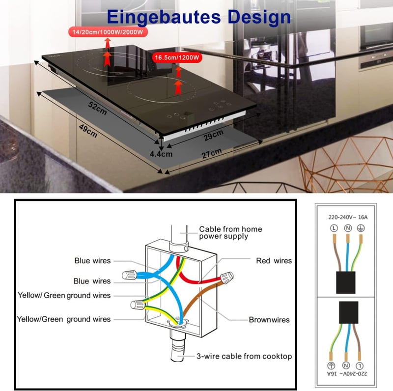 Hobsir 2 zónás beépíthető üvegkerámia főzőlap 30 cm, 3200 W, érintésvezérlés