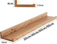 Gieanoo Tömör Tölgyfa Polc 60 cm - Rusztikus Lebegő Fali Polc Peremmel, 20 kg Teherbírás, Nappaliba, Hálószobába, Fürdőbe 6
