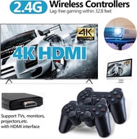 Retro Game Console 4K HD Játékkonzol 20000+ Beépített Játékkal, 2.4GHz Vezeték Nélküli Kontrollerrel, 9 Klasszikus Emulátorral, TV Csatlakoz 2