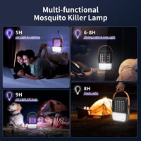 Tiptop Home 2in1 Napelemes Szúnyogirtó Lámpa 1200 mAh USB Tölthető Rovarcsapda LED Világítással - Kertbe, Beltérre, Kültérre 4