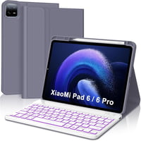 FARYODI Bluetooth Billentyűzetes Tok Xiaomi Pad 6/6 Pro 11" Tablethez - 7 Színű Háttérvilágítás, Francia AZERTY Kiosztás, Lila 1
