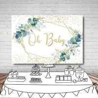MEHOFOND 240x180 cm Zöld Leveles Fotóháttér Arany Pöttyökkel - Baba Fotózás, Születésnap, Baby Shower Dekoráció, Torta Fotózás 6
