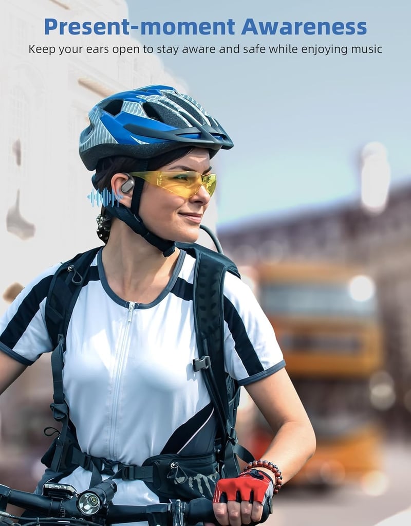 ZRUHIG Nyitott fülű Bluetooth fülhallgató, 48 órás üzemidő, vízálló, sportoláshoz