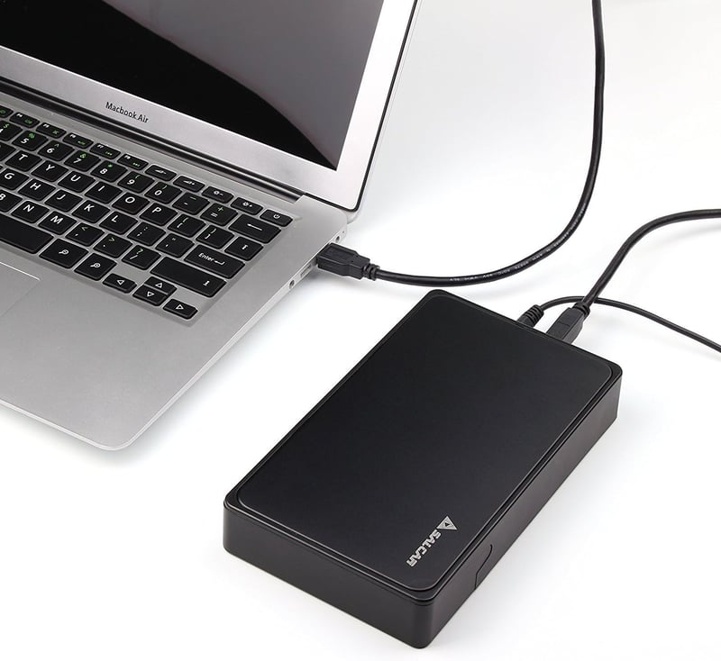 Salcar USB 3.0 külső merevlemez ház 3,5" SATA SSD és HDD-hez, 12V 2A tápegységgel