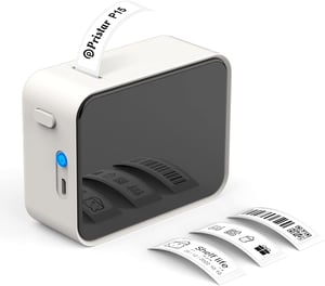 Imprimantă de etichete Bluetooth Pristar P15, Dispozitiv portabil reîncărcabil de etichetare pentru telefoane iOS și Android, Alb