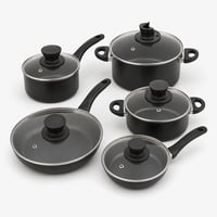 Amazon Basics 8 részes kerámia tapadásmentes edénykészlet fekete, fedőkkel — Az egyik fedél fogója le van törve (Outlet termék) 1