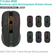 Rii Vezeték Nélküli Egér 2.4G USB Nano Vevővel, 7 LED Világítással, Optikai Szenzorral PC/Laptop/Mac/Linux Rendszerekhez, Fekete 3