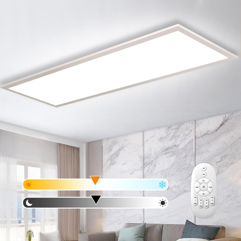 Dimmable LED Mennyezeti Lámpa 100x25cm, 28W Panel Távirányítóval, Memória Funkcióval, 2700K-6500K Állítható Fényerő, Ultravékony Irodai Napp