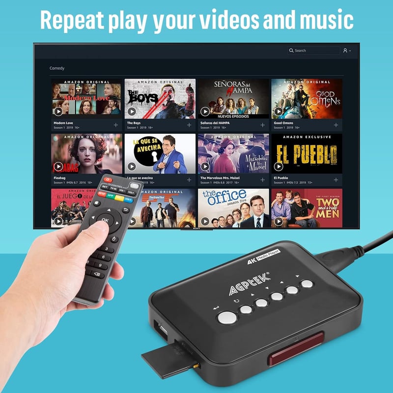 HDMI 4K Médialejátszó 14TB HDD Támogatással, Távirányítóval