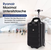 Aerolite Ryanair Priority Kemény Héjú Bőrönd Szett, Könnyű, Környezetbarát, 2 Kerekes Kabinbőrönd, 55x40x20cm + 40x20x25cm, Fekete - Black 4