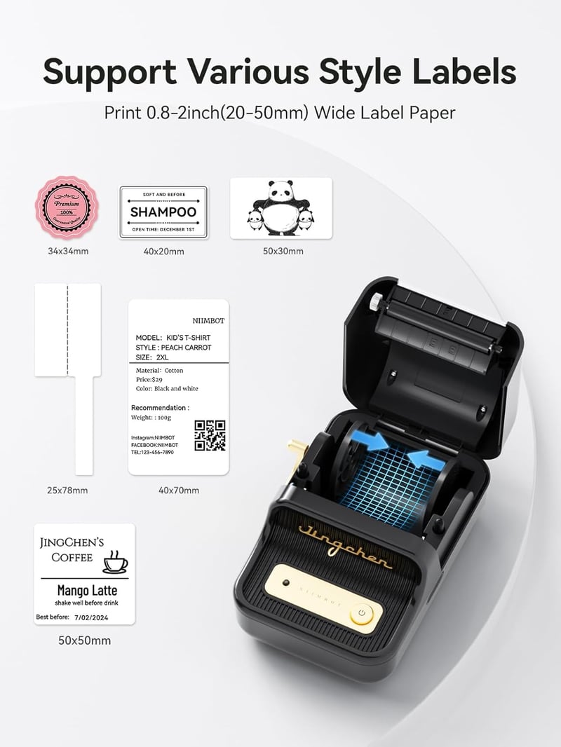 NIIMBOT B21 Vezeték Nélküli Hőnyomtatós Címkéző Gép - Tintamentes Bluetooth Címkenyomtató 