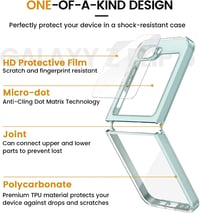 Doeshine Samsung Galaxy Z Flip 7 FE/Z Flip 6 Védőtok - Ultravékony Szilikon TPU Tok Beépített Képernyővédővel, Ütésálló, Karcmentes, Zöld 6