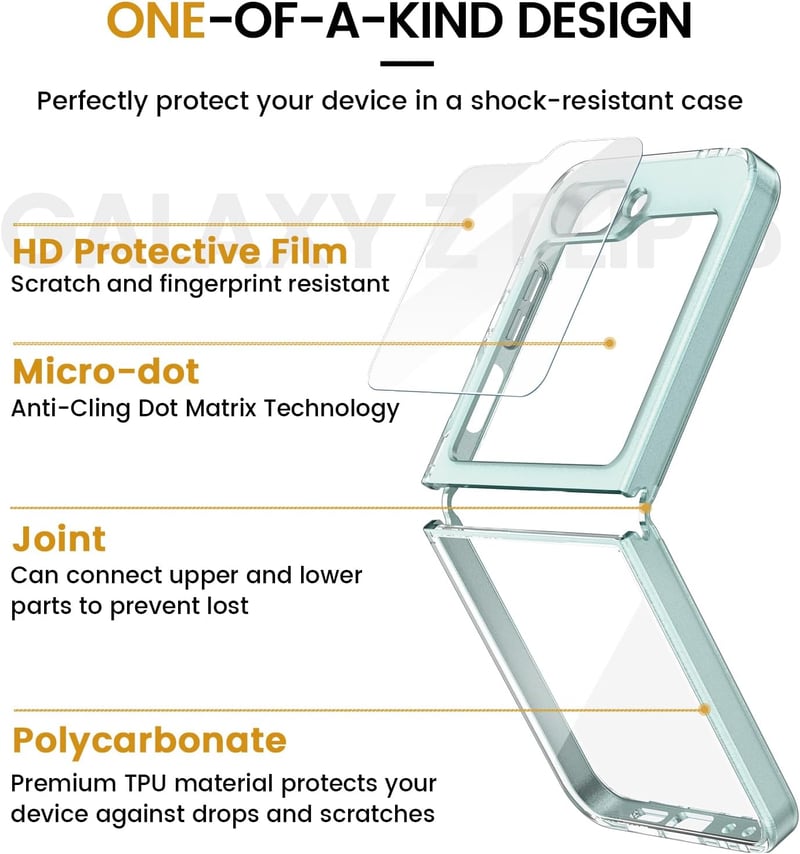 Doeshine Samsung Galaxy Z Flip 7 FE/Z Flip 6 Védőtok - Ultravékony Szilikon TPU Tok Beépített Képernyővédővel, Ütésálló, Karcmentes, Zöld