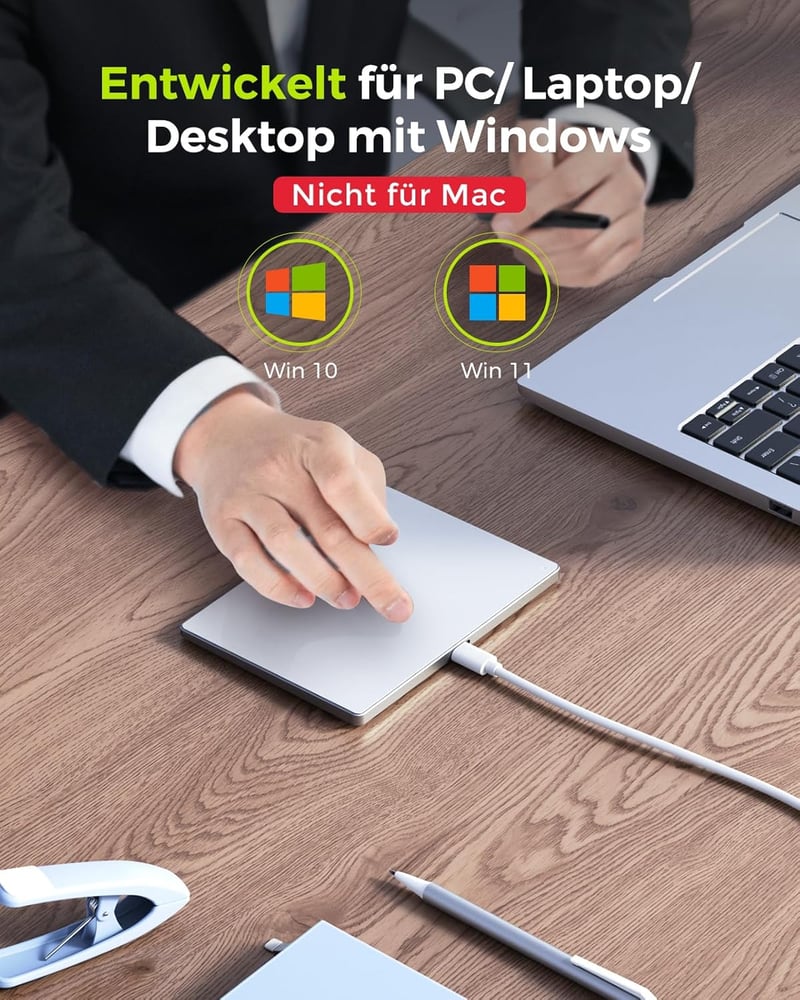 seenda Érintőpad PC-hez - Alumínium Külső Trackpad Multi-Touch Navigációval, Nagy Pontosságú Vezetékes Touchpad Windows 11/10 Számítógépekhe
