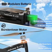 Toladrone TD31LCD Drón Beépített LCD Kijelzős Távirányítóval, Kamerával, Kefenélküli Motorokkal, Valós Idejű FPV Képátvitellel, Összecsukhat 6