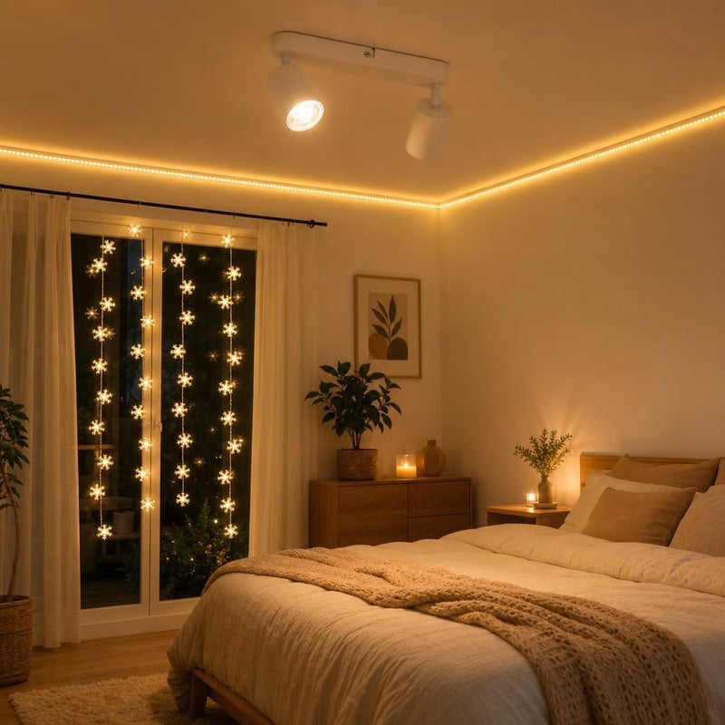 Čarolija svjetlosti: 1x retro spot lampa + 10m LED traka + 1x svjetleće pahuljice
