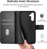 Samsung Galaxy A13 5G RFID-védett bőr flip tok, fekete 3