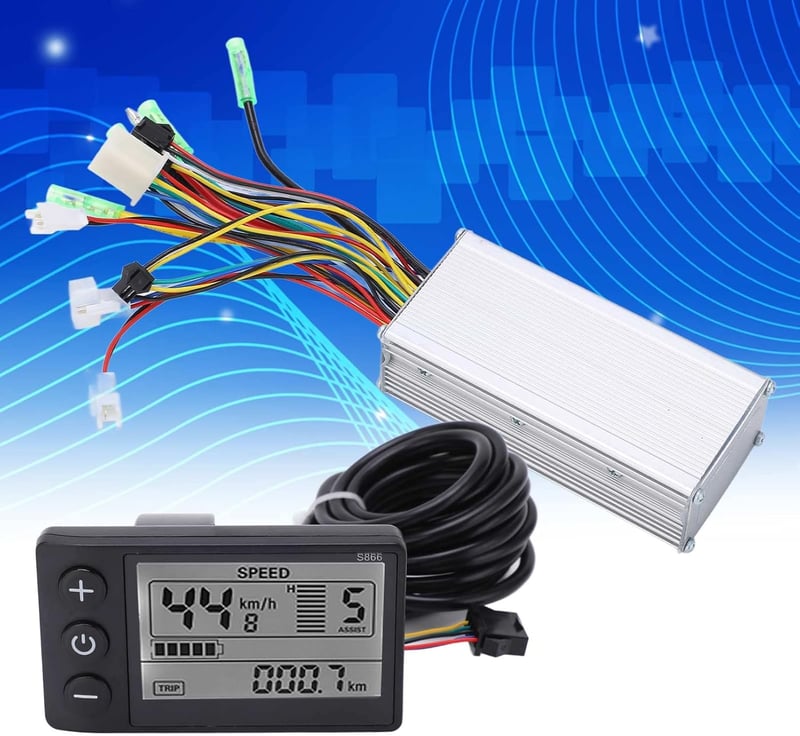 BuyWeek 36V/48V 500W/750W Kefe Nélküli Motor Vezérlő Készlet 866 LCD Kijelzővel - Elektromos Kerékpár és Roller Vezérlő Egység 22mm Kormányr