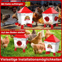 INNOLAND Automata Baromfi Etető és Itató Készlet, 6kg/8,5L, 4 Adagolónyílással, Állítható Lábakkal, Csirkéknek, Kacsáknak 6