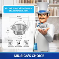 MR.SIGA Rozsdamentes Acél Mosogatószűrő Szett - 2 db Ezüst Lefolyószűrő Konyhai Mosogatóba, Mosogatógépben Mosható 2