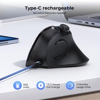 seenda Ergonomikus Vezeték Nélküli Egér Hangerőszabályzóval - Többeszközös Bluetooth/USB Vertikális Egér PC, MacBook, Tablet Használatra - F 6