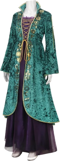 LIKUNGOU Winifred Sanderson Női Középkori Zöld Boszorkány Jelmez Ruha Halloween Farsangi Cosplay Kosztüm M-es Méretben 3