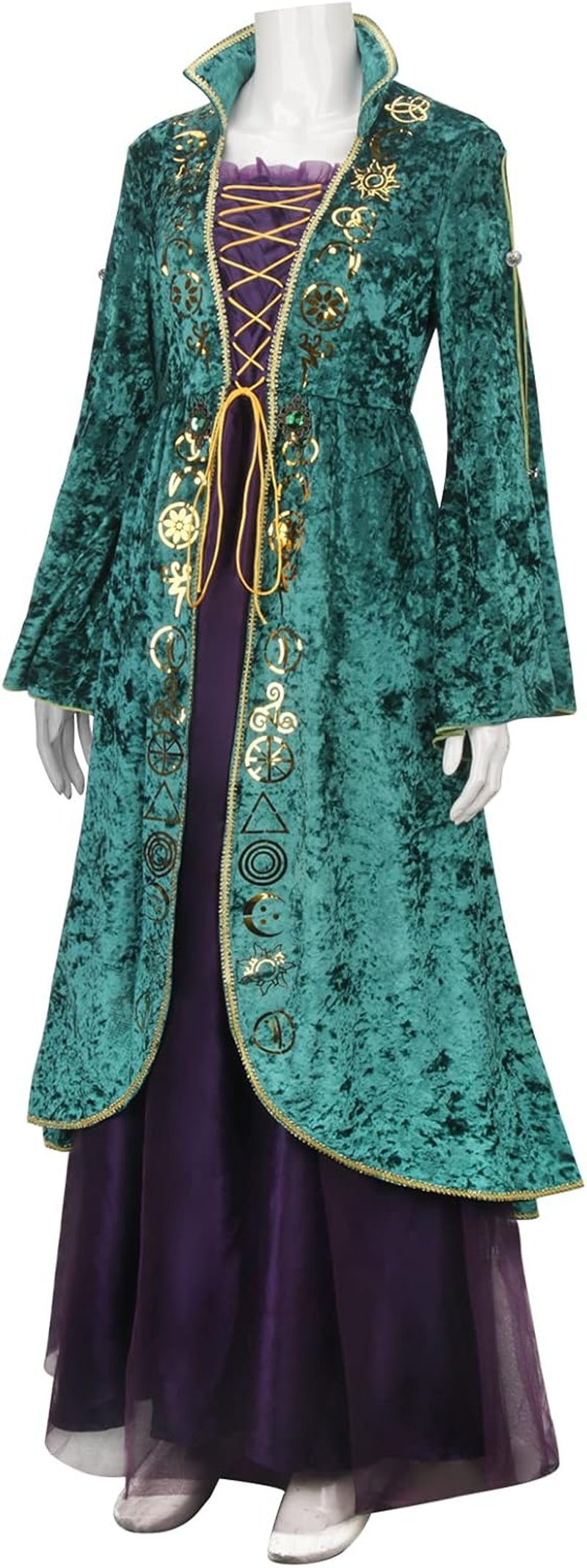 LIKUNGOU Winifred Sanderson Női Középkori Zöld Boszorkány Jelmez Ruha Halloween Farsangi Cosplay Kosztüm M-es Méretben