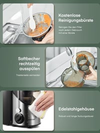 HOUSNAT 800W Centrifugális Gyümölcs és Zöldség Turmixgép 3 Fokozat Rozsdamentes Acél 6