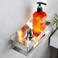 Cooeco Öntapadós Zuhanyzó Polc - Rozsdamentes Acél Fürdőszobai Tároló, Minimál Dizájn, Fúrás Nélküli Telepítés, Ezüst, 23x8x10 cm 3