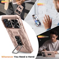 Doeshine iPhone 16 Pro Max Tok, 360° Forgatható Mágneses Gyűrűs Állvánnyal, Katonai Szintű Védelem, Kameracsúszka, 2db Kijelzővédő Fóliával, 8