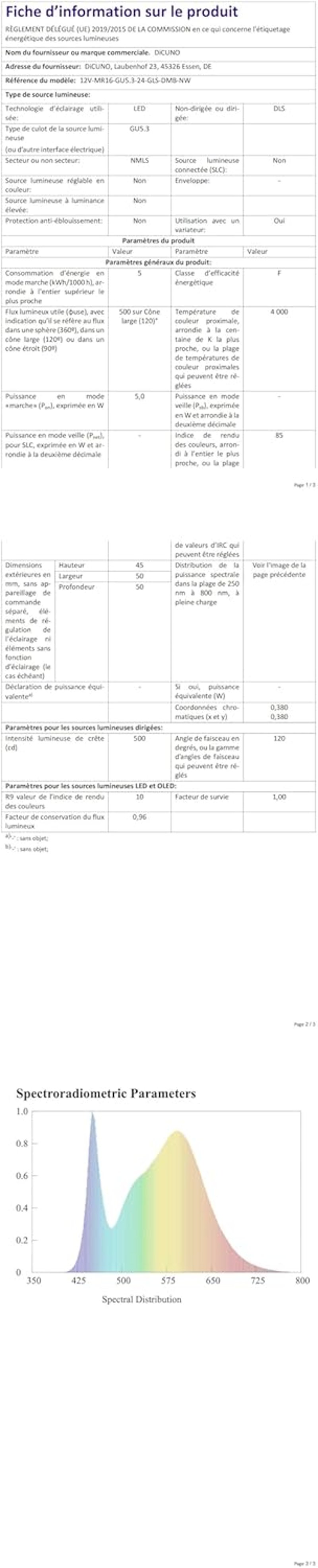 DiCUNO GU5.3 LED Izzó 5W - Dimmelhető MR16 Spotlámpa, Természetes Fehér 4000K, 500LM, 50W Halogén Helyettesítő, 120° Szórási Szög, Beltéri S