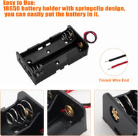 KUOQIY 8 db 18650 Akkumulátor Tartó, 2 x 3,7 V Műanyag Elemtartó Vezetékkel, 2 db Műanyag Akkumulátor Doboz Csavarokkal 3