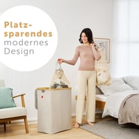 Blumtal Szürke Szennyestartó Kosár 100L - Kivehető Zsákkal és Fedéllel - Keskeny Bambusz Vázas Textil Ruhatároló - Modern Téglalap Alakú Mos 6