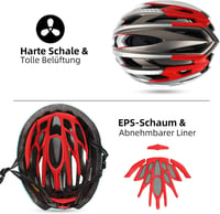 Shinmax LED-es kerékpársisak levehető szemüveggel - férfi, női MTB bukósisak 7