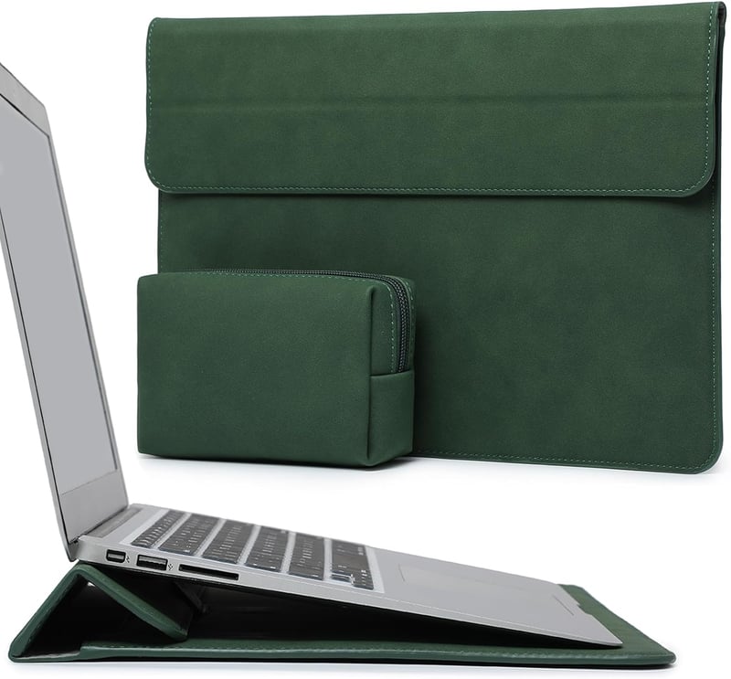 MacBook Pro 16" M3/M2/M1 védőtok állvánnyal, XPS 15 kompatibilis - Éjzöld